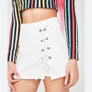 Tobi White side tie mini skirt skort Size SP